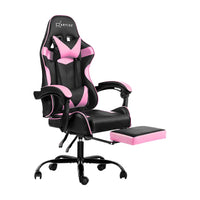 Paris Office Chair Gaming Chair Computer Chairs Recliner PU Leather Seat Armrest Footrest Black Pink