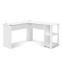 Kings Office Computer Desk Corner Student Study Table Workstation L-Shape Shelf White
