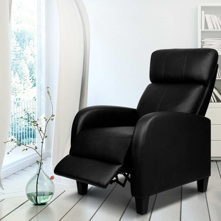 Artiss PU Leather Reclining Armchair - Black Furniture Kings Warehouse