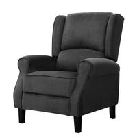 Artiss Recliner Chair Adjustable Sofa Lounge Soft Suede Armchair Couch Charcoal Bar Stools & Chairs Kings Warehouse