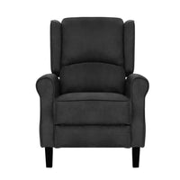 Artiss Recliner Chair Adjustable Sofa Lounge Soft Suede Armchair Couch Charcoal Bar Stools & Chairs Kings Warehouse