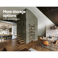 Artiss Rustic Wall Shelves Display Bookshelf Industrial DIY Pipe Shelf Brackets DIY Kings Warehouse