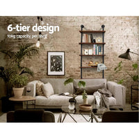 Artiss Rustic Wall Shelves Display Bookshelf Industrial DIY Pipe Shelf Brackets DIY Kings Warehouse