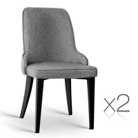 Kings Set of 2 Fabric Dining Chairs - Grey