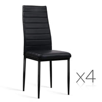 Kings Set of 4 Dining Chairs PVC Leather - Black
