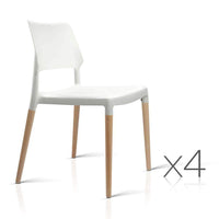 Kings Set of 4 Wooden Stackable Dining Chairs - White
