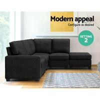 Artiss Sofa Lounge Set 5 Seater Modular Chaise Chair Suite Couch Dark Grey Kings Warehouse