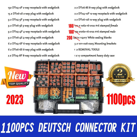 AU 1000 PCS Deutsch DT Connector Kit 14-16AWG Stamped Contacts 1100PCS UPGRADE Kings Warehouse