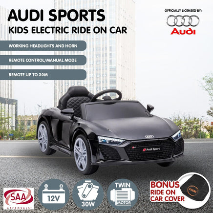 Audi Sport Licensed Kids Electric Ride On Car Remote Control - Black Kings Warehouse
