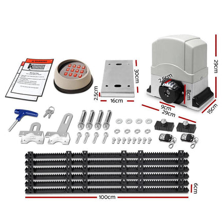 Auto Electric Sliding Gate Opener 1200KG Keypad 6M Rails Kings Warehouse