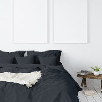 Balmain 1000 Thread Count Hotel Grade Bamboo Cotton Quilt Cover Pillowcases Set - King - Charcoal Bedding Kings Warehouse
