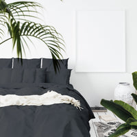Balmain 1000 Thread Count Hotel Grade Bamboo Cotton Quilt Cover Pillowcases Set - King - Charcoal Bedding Kings Warehouse