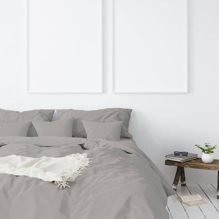 Balmain 1000 Thread Count Hotel Grade Bamboo Cotton Quilt Cover Pillowcases Set - King - Dove Bedding Kings Warehouse