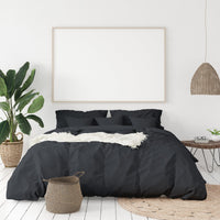 Balmain 1000 Thread Count Hotel Grade Bamboo Cotton Quilt Cover Pillowcases Set - Queen - Charcoal Bedding Kings Warehouse