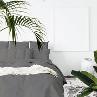 Balmain 1000 Thread Count Hotel Grade Bamboo Cotton Quilt Cover Pillowcases Set - Queen - Pewter Bedding Kings Warehouse