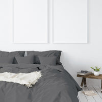 Balmain 1000 Thread Count Hotel Grade Bamboo Cotton Quilt Cover Pillowcases Set - Queen - Pewter Bedding Kings Warehouse