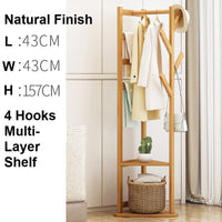 Bamboo Clothes Coat Rack Garment Stand Shelf Tree Hanger Bag Hat Hook Holder Natural living room KingsWarehouse 