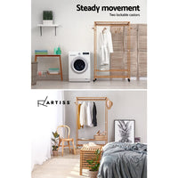 Bamboo Clothes Rack Coat Stand Garment Hanger Wardrobe Portable Airer bedroom furniture Kings Warehouse 