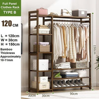 Bamboo Clothes Rack Garment Closet Storage Organizer Hanging Rail Shelf Dress room 120CM bedroom furniture KingsWarehouse 