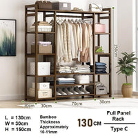 Bamboo Clothes Rack Garment Closet Storage Organizer Hanging Rail Shelf Dress room 130cm bedroom furniture KingsWarehouse 