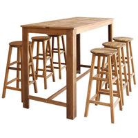 Bar Table and Stool Set 7 Pieces Solid Acacia Wood Kings Warehouse 