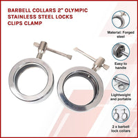 Barbell Collars 2" Olympic Stainless Steel Locks Clips Clamp Kings Warehouse
