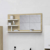 Bathroom Mirror White and Sonoma Oak 90x10.5x45 cm