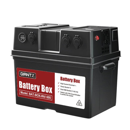 Battery Box 500W Inverter Deep Cycle Battery Portable Caravan Camping USB Kings Warehouse