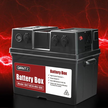Battery Box 500W Inverter Deep Cycle Battery Portable Caravan Camping USB Kings Warehouse