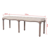 Bench Linen Solid Wood 150x40x48 cm Cream White Kings Warehouse 