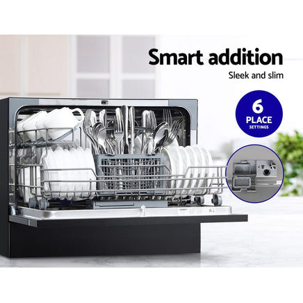Benchtop Dishwasher 6 Place Setting Counter Bench Top Dish Washer Black Kings Warehouse