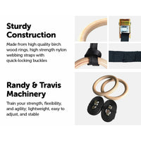 Birch Wood Gymnastic Rings Fitness Accessories Kings Warehouse