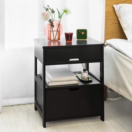 Black Bedside Table with 2 Drawers bedroom furniture Kings Warehouse
