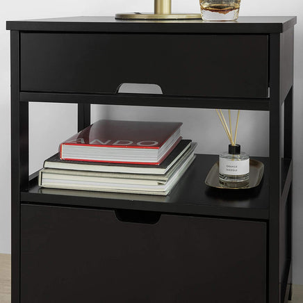 Black Bedside Table with 2 Drawers bedroom furniture Kings Warehouse