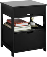 Black Bedside Table with 2 Drawers bedroom furniture Kings Warehouse