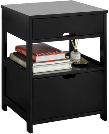 Black Bedside Table with 2 Drawers bedroom furniture Kings Warehouse