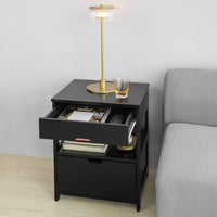 Black Bedside Table with 2 Drawers bedroom furniture Kings Warehouse