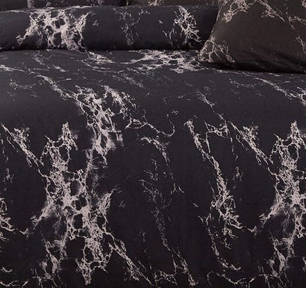 Black Marble Super King Size Duvet Doona Quilt Cover Set Kings Warehouse