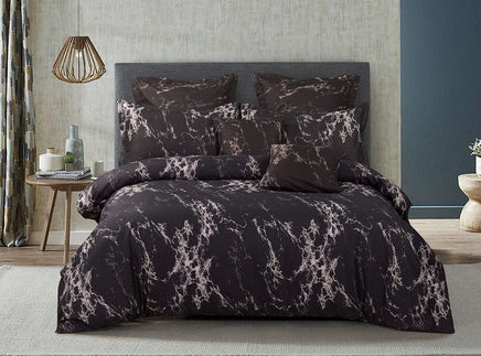 Black Marble Super King Size Duvet Doona Quilt Cover Set Kings Warehouse