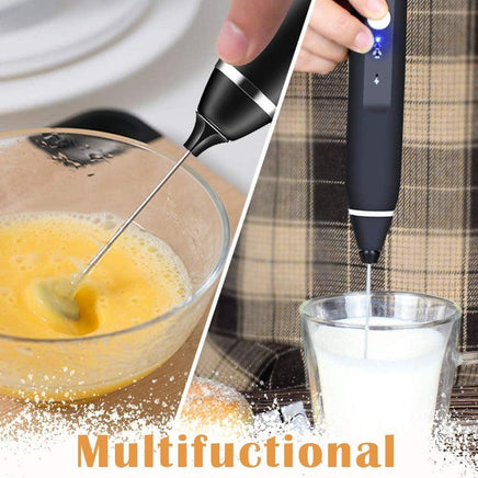 Black Rechargeable Electric Milk Frother Handheld (3 Speeds) Appliances Supplies Kings Warehouse