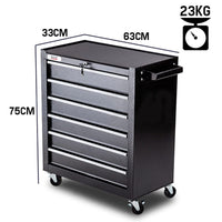 BULLET 6 Drawer Tool Box Cabinet Trolley Garage Toolbox Storage Mechanic Chest Kings Warehouse 