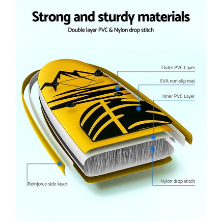 Camp Stand Up Paddle Board Inflatable Kayak SUP Surfboard Paddleboard 10FT Kings Warehouse