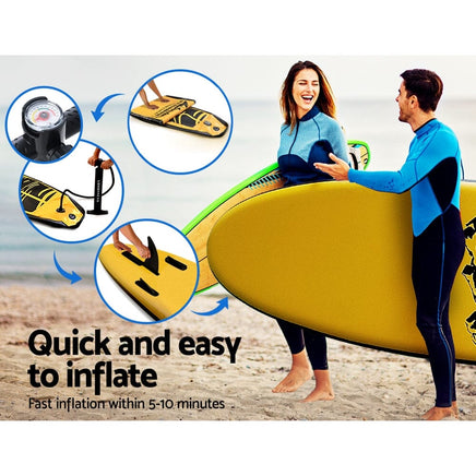 Camp Stand Up Paddle Board Inflatable Kayak SUP Surfboard Paddleboard 10FT Kings Warehouse