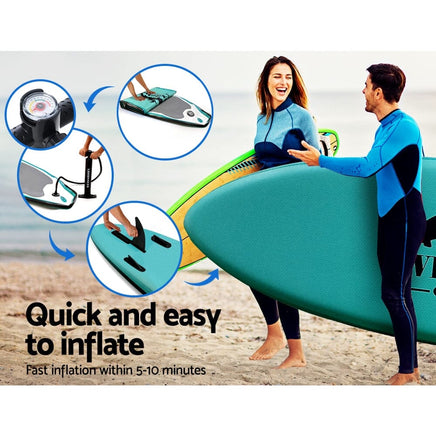 Camp Stand Up Paddle Board Inflatable Kayak Surfboard SUP Paddleboard 10FT Kings Warehouse