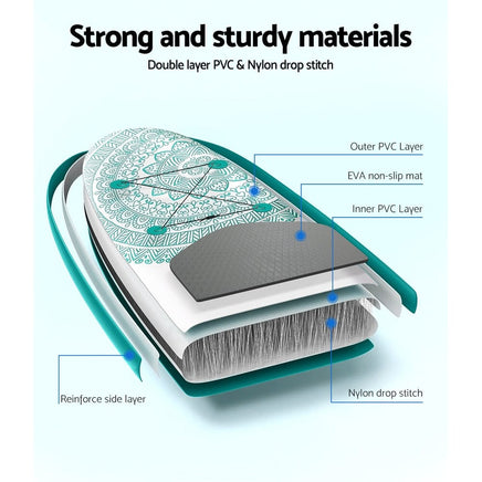 Camp Stand Up Paddle Board Inflatable Kayak Surfboard SUP Paddleboard 10FT Kings Warehouse