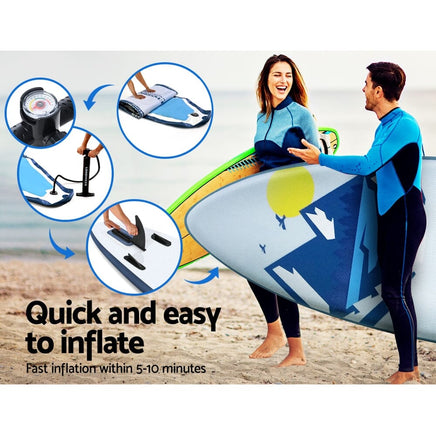 Camp Stand Up Paddle Board Inflatable SUP Surfboard Paddleboard Kayak 10FT Kings Warehouse