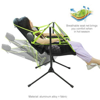 Camping Chair Foldable Swing Luxury Recliner Relaxation Swinging Comfort Lean Back Outdoor Folding Chair Outdoor Freestyle Portable Folding Rocking Chair Blue Kings Warehouse 
