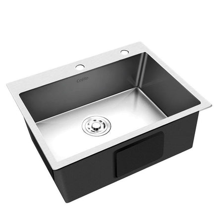 Cefito 60cm x 45cm Stainless Steel Kitchen Sink Flush/Drop-in Mount Silver DIY Kings Warehouse