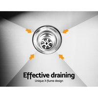 Cefito 80cm x 45cm Stainless Steel Kitchen Sink Flush/Drop-in Mount Silver DIY Kings Warehouse