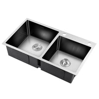 Cefito 80cm x 45cm Stainless Steel Kitchen Sink Flush/Drop-in Mount Silver DIY Kings Warehouse